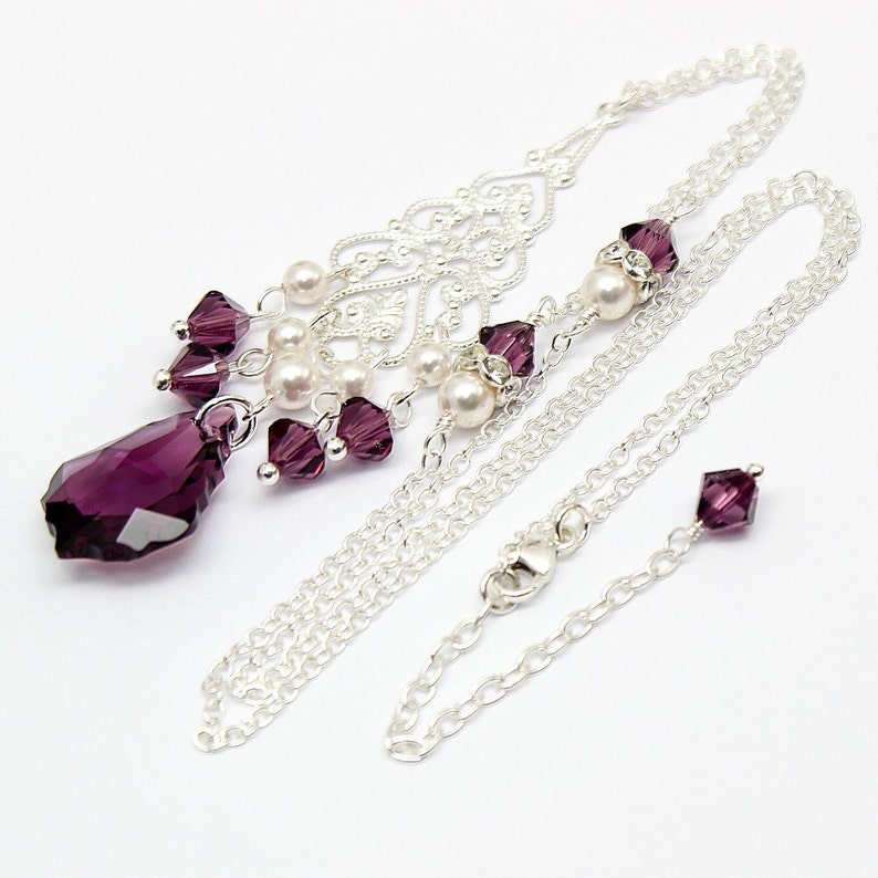 Eggplant Purple Necklace Baroque Amethyst Swarovski Crystal Etsy