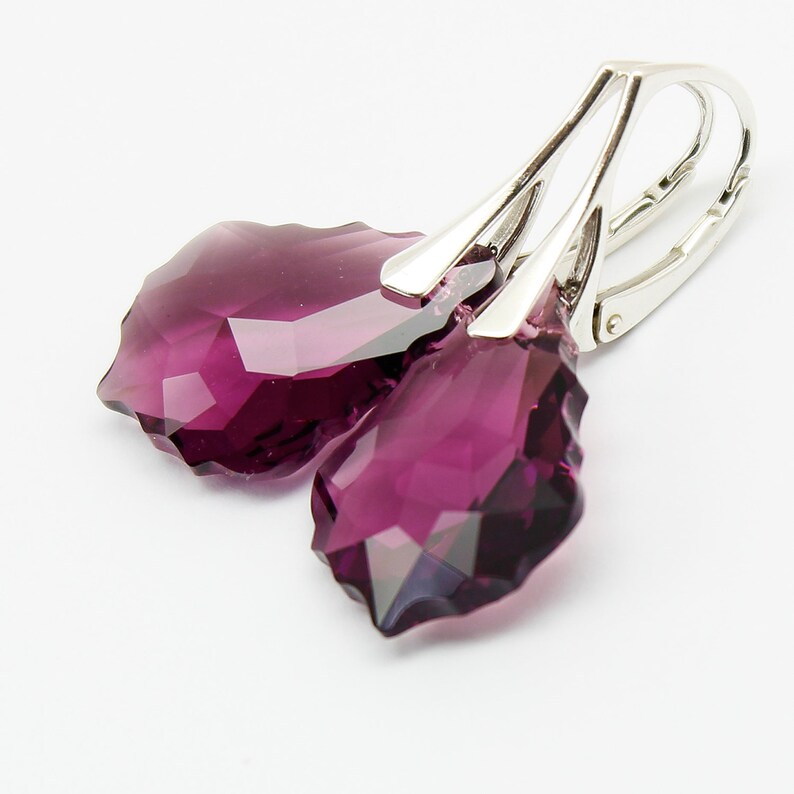 Purple Eggplant Earring Baroque Art Deco Amethyst Crystal Etsy