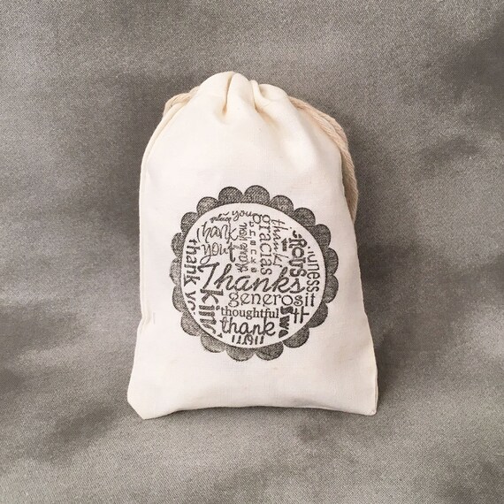 Thanks - Gratitude - Housewarming Gift - Thank You Gift - Wedding Thank You - Appreciation Gift - Thank You Bags - Set of 10 Cotton Bags Il_570xn