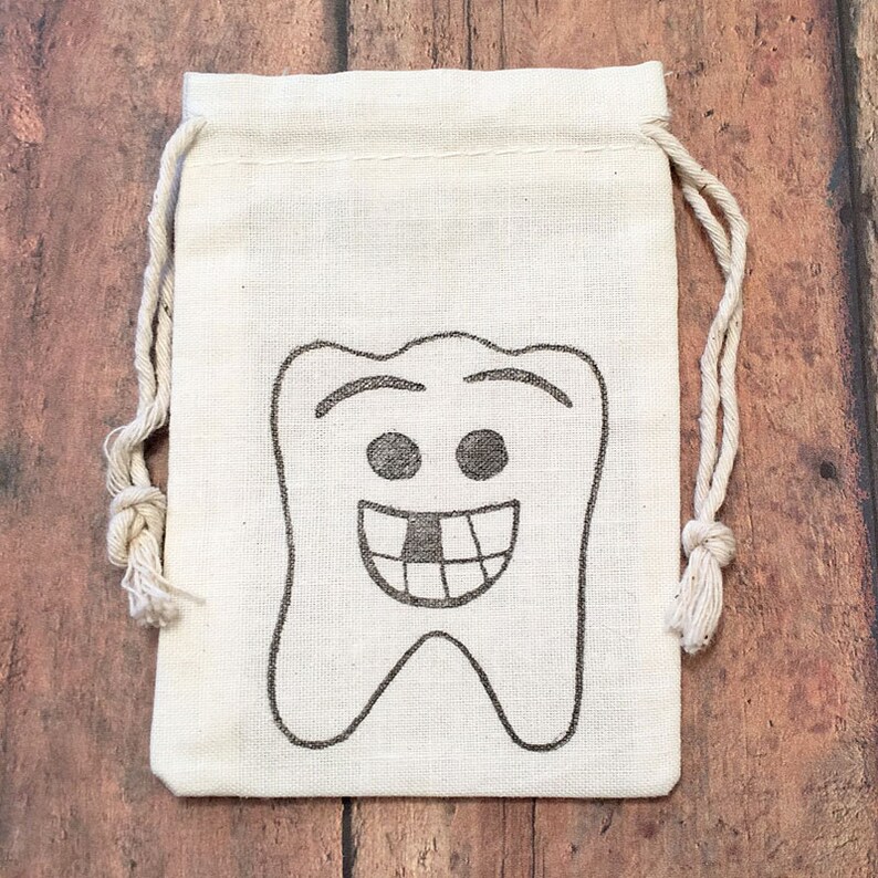Tooth Fairy Dentist Lost Tooth Birthday Gift Bag Baby Teeth Keepsake My First Tooth Memento Set of 10 Muslin Bag Children Gift