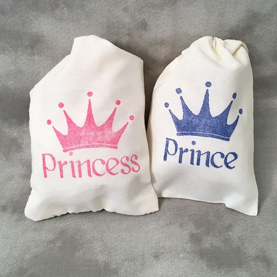 Princess Party Favors - Prince - Christening - Boy Birthday - Girl Birthday - Baby Shower - Quinceanera - Sweet 16 - Set of 10 Cotton Bags Il_570xn