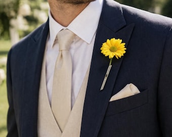 Broche de solapa de flores frescas para hacer tú mismo, broche de flor chapado en plata, joyería floral minimalista para mujeres y hombres, broche para boutonniere de boda.