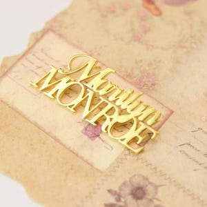 Custom name pins, personalized name tags, monogram dress pins, lapel pins, bridesmaid gifts, birthday and Christmas gifts