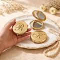 Personalized round makeup mirror, custom gold pocket mirror, bridesmaid gift, bachelor/bachelorette party gift, wedding favor, gift for her product logo