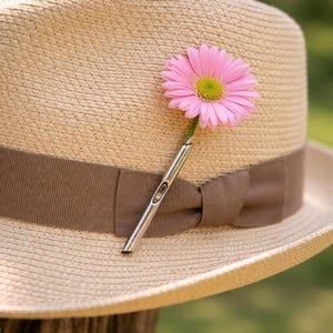 DIY Fresh Flower Lapel Pin, Silver-Plated Flower Holder Brooch, Minimalist Wearable Floral Jewelry for Women Men, Wedding Boutonniere Pin image 5