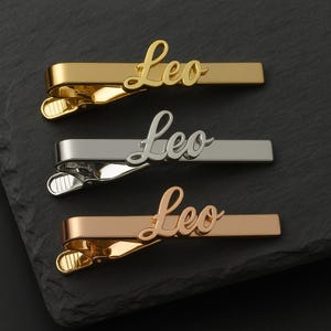 Custom Name Tie Clip | Personalized Engraved Tie Bar for Groomsmen Gift | Wedding Gift for Him | Initials Tie Clip for Best Man