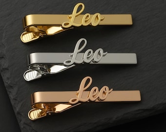 Custom Name Tie Clip | Personalized Engraved Tie Bar for Groomsmen Gift | Wedding Gift for Him | Initials Tie Clip for Best Man
