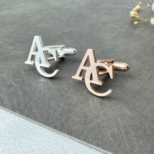 Gemelos de doble letra para traje de hombre, gemelos de boda personalizados para novios, gemelos con iniciales de nombre, regalo para padrinos de boda, regalo para el Día del Padre