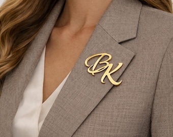 Custom letter brooches, letter combination brooches, name lapel pins, gifts for best men and maid of honor, birthday gifts