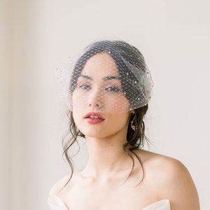 Double layer birdcage veil with crystals throughout, double layer veil , birdcage veil, bandeau veil,  birdcage vail - READY TO SHIP