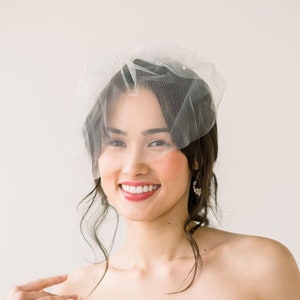 Bridal tulle birdcage veil with light pearl accents,  bridal veil, cage veil, birdcage veil , blusher veil, wedding vail - READY TO SHIP