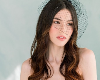 Crystal Black Birdcage Veil - Wedding Veil