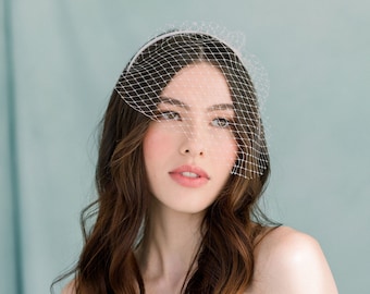 Handmade Mini Birdcage Veil with Headband – Russian Tulle Bridal Accessory