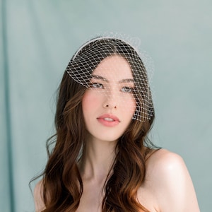 Mini birdcage veil with headband - birdcage veil - mini veil - headband veil - small veil - French veil - blusher veil - READY TO SHIP