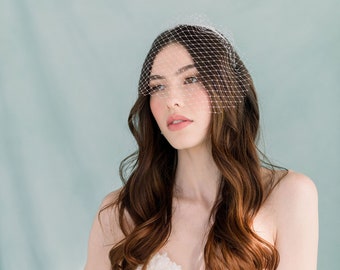 Mini birdcage veil with headband - birdcage veil - mini veil - headband veil - small veil - French veil - blusher veil - READY TO SHIP