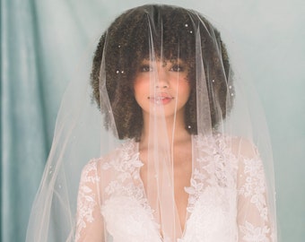 Drop bridal veil with clustered dew drops throughout - Dew drop veil - Drop veil - Wedding veil - Bridal veil - READY TO SHIP