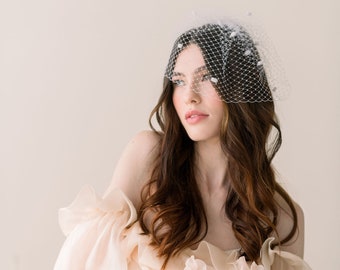 Chenille Dot birdcage veil - Birdcage veil - Dot birdcage veil - Vintage inspired veil - white wedding veil - READY TO SHIP