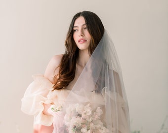 French tulle single tier wedding veil - single tier wedding veil - bridal veil - soft tulle veil - white wedding veil - ivory wedding veil