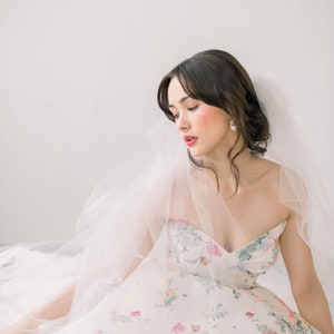 Illusion tulle bridal veil with blusher, two tier veil, Blusher veil, wedding veil, wedding vail, bridal vail, tulle veil
