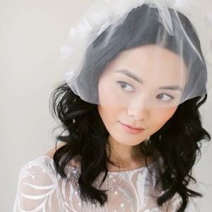Chiffon floral tulle birdcage veil, tulle birdcage veil,  petal birdcage veil, birdcage veil, birdcage vail, wedding vail