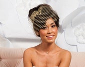 Gold metallic birdcage veil - ready to ship