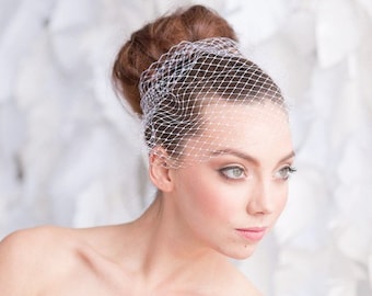 Bandeau birdcage veil,  birdcage veil, bandeau veil, bridal vail, bridal veil,  wedding veil, mini veil, diamond veil - READY TO SHIP