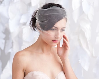 Vintage Tulle Birdcage Veil with Silver Combs, Bridal