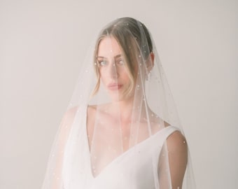 Dew drop veil - Drop veil with heavy dew drops throughout- Dew drops - Drop wedding veil - bridal vail  - dew veil - READY TO SHIP