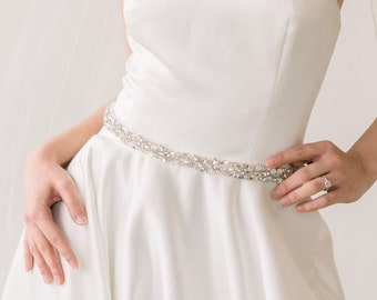 Rhinestone opal crystal dress sash belt, bridal dress sash, bridal dress sash, silver belt, ivory belt, style 9101, ready to ship