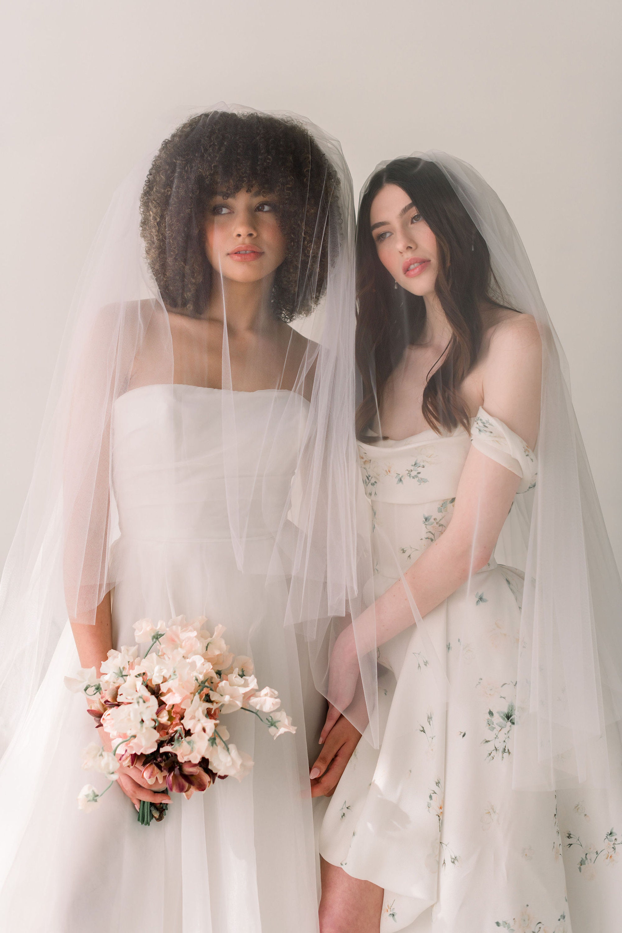 Custom Blusher Veil in Ivory Illusion Tulle Two tier veil - Bridal veil with blusher - Illusion tulle  main image 2