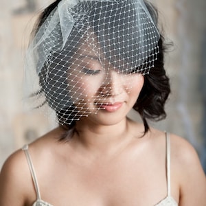 Double layer mini birdcage veil, birdcage veil, blusher veil, tulle birdcage veil,  bridal veil, wedding vail, mini veil - READY TO SHIP