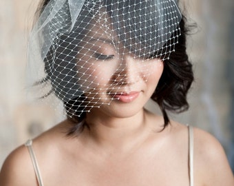 Double layer mini birdcage veil, birdcage veil, blusher veil, tulle birdcage veil,  bridal veil, wedding vail, mini veil - READY TO SHIP