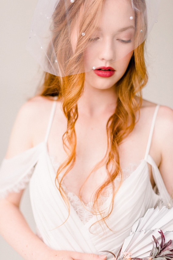 Crystal Pearl Tulle Birdcage Wedding Veil, Mini Veil - Etsy