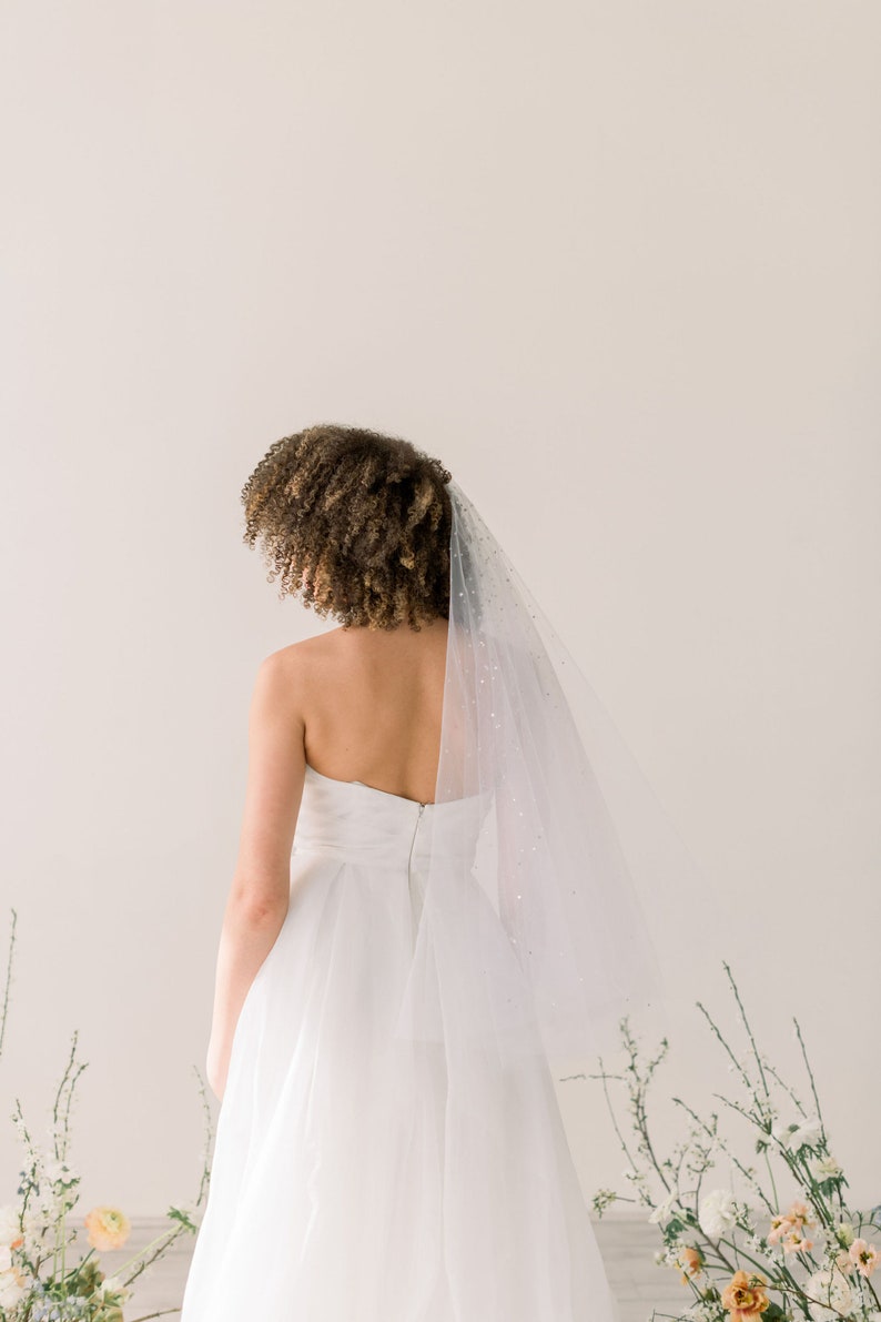 white drop wedding veil