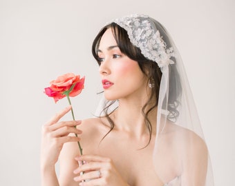 Juliet cap veil,  Juliet veil, lace veil, bridal veil, wedding veil, vintage inspired veil,  lace bridal veil,  bridal vail, floral veil