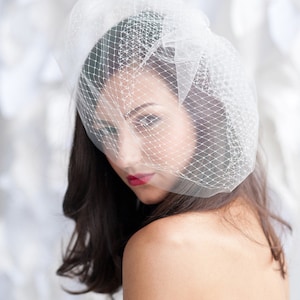 Double layer bridal birdcage veil, double layer birdcage veil, birdcage veil, cage veil, tulle birdcage veil, mini veil - READY TO SHIP