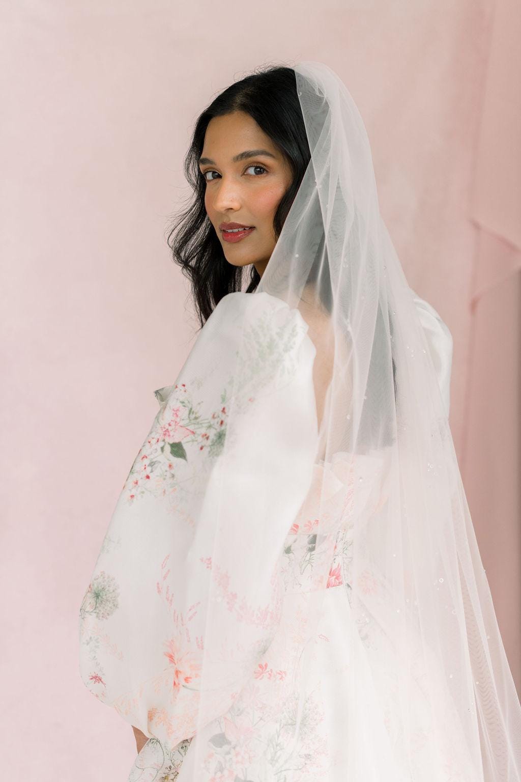 Dew Drop Wedding Veil, Soft Tulle Bridal Veil, Single Tier  display picture 1
