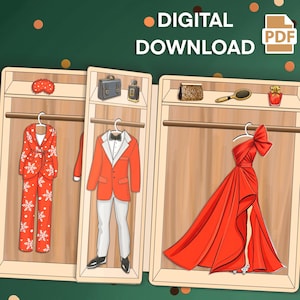 Printable Paper Dolls Christmas - Paper Dollhouse Kit, DIY Paper Doll Set, Instant Download