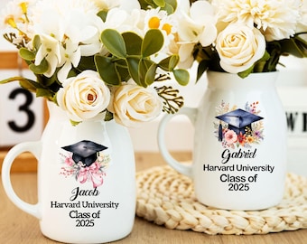 Personalized Graduation Flower Vase,College University High School Graduation Gift,Keepsake For Graduating,Masters Degree Gift,Class Of 2025