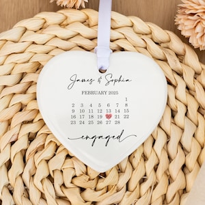 Engaged Ornament 2025 , Custom Engagement Ornament with Names & Date,  Personalized Wedding Ornament,  Engagement Gift Couple, Wedding Gift