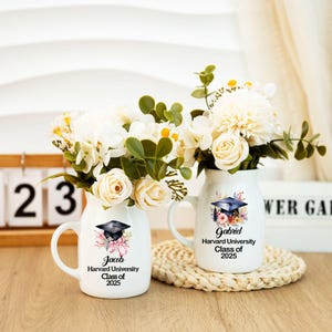 Jarrón de flores personalizado para graduación, regalo de graduación de secundaria, universidad, recuerdo, regalo de maestría, promoción de 2025