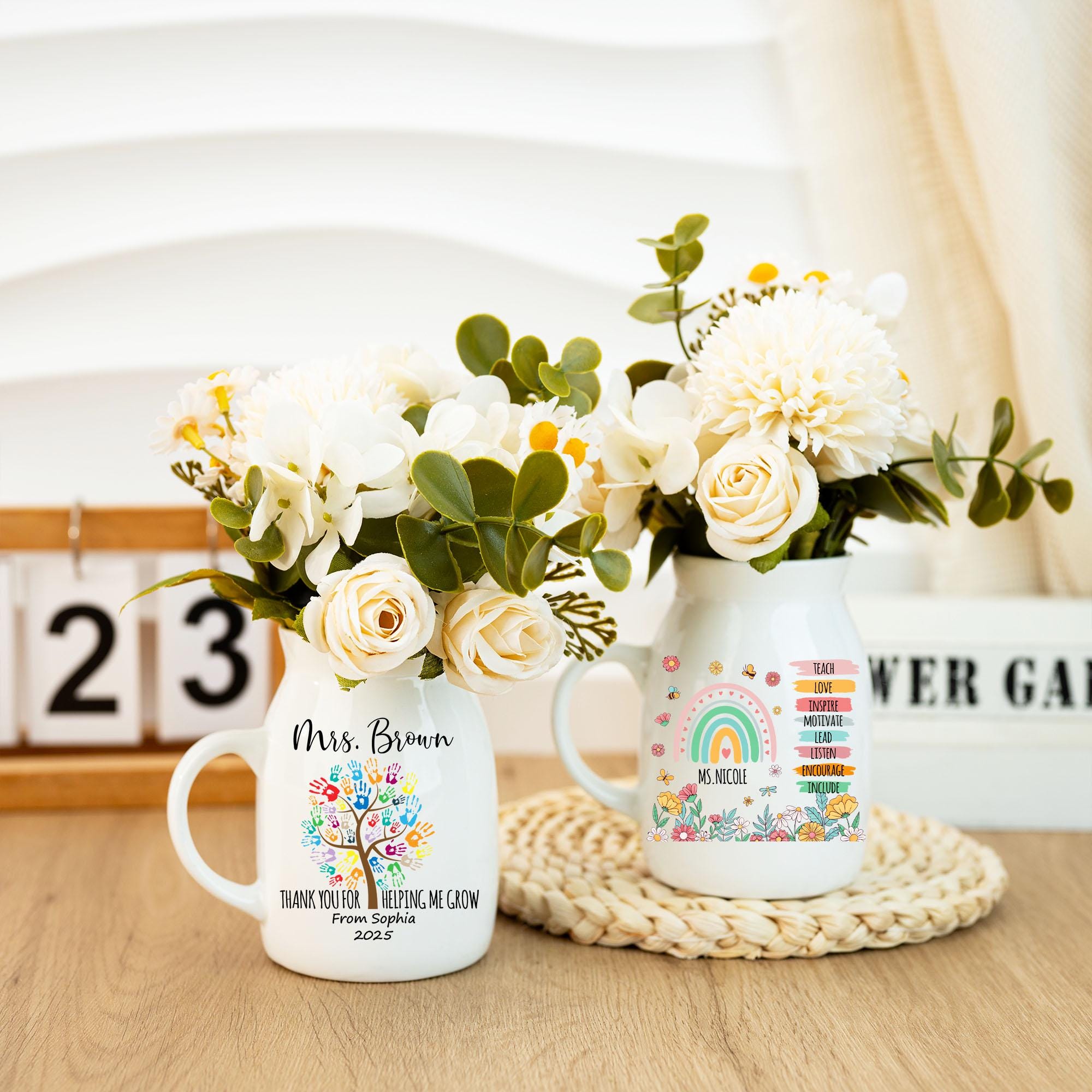 Thank You Helping Me Grow, Teacher Flower Vase, Custom Teacher Gift, Teacher Appreciation Gift, Appreciation Gift, Teacher Gift Gift For Her