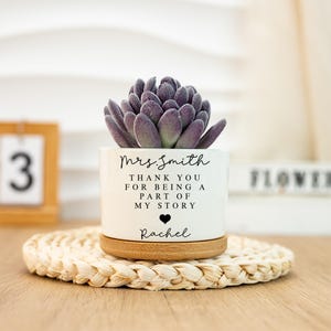 Jarrón "De niños a maestros", maceta de cerámica para maestros, agradecimiento a maestros, regalos de agradecimiento, macetero de escritorio, regalo de fin de curso para maestros
