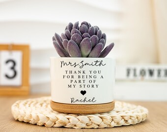 From Kids To Teacher Vase, Ceramic Plant Pot For Teacher, Teacher Appreciation, Thank You Gifts, Desk Planter, End Of Year Gift For Teachers