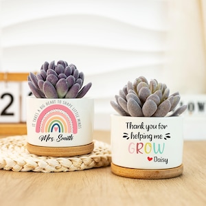 Maceta personalizada para profesor/a, regalo para profesor/a, "Gracias por ayudarme a crecer", maceta personalizada