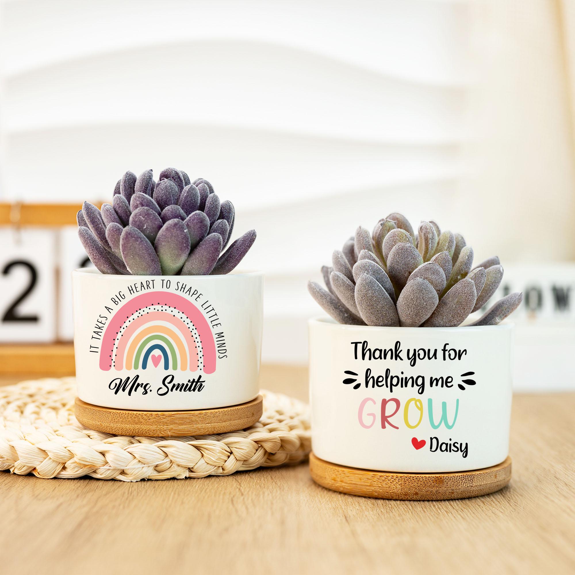 Personalized Appreciation Teacher Plant Pot, Flower Pot For Teacher, Gift for Teacher, Thank You For Helping Me Grow, Custom Plant Pot Gifts