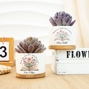Regalo personalizado para el profesor, maceta personalizada, florero para el profesor, regalo de fin de curso, agradecimiento al profesor, maceta con suculentas, florero para el profesor.