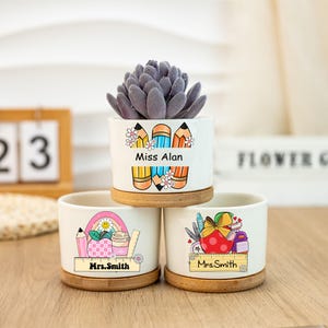 Regalo personalizado para profesores, regalo de agradecimiento para profesores, jarrón para profesores, jarrón de cerámica, regalo de fin de curso, maceta para suculentas, asistente de profesor