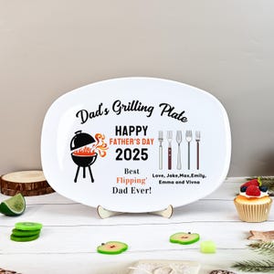 Personalized Dad Grilling Plate, Custom BBQ Platter, Fathers Day Gift, Grill Plate Gift From Kids, Papa Gift, Daddy 2025, Grandpa Plate
