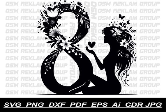 International Women's Day Month 8 March Silhouette PNG Crafting | SVG Laser EPS Dtf printing CdR Printing Cut Ai Poster PdF file vector